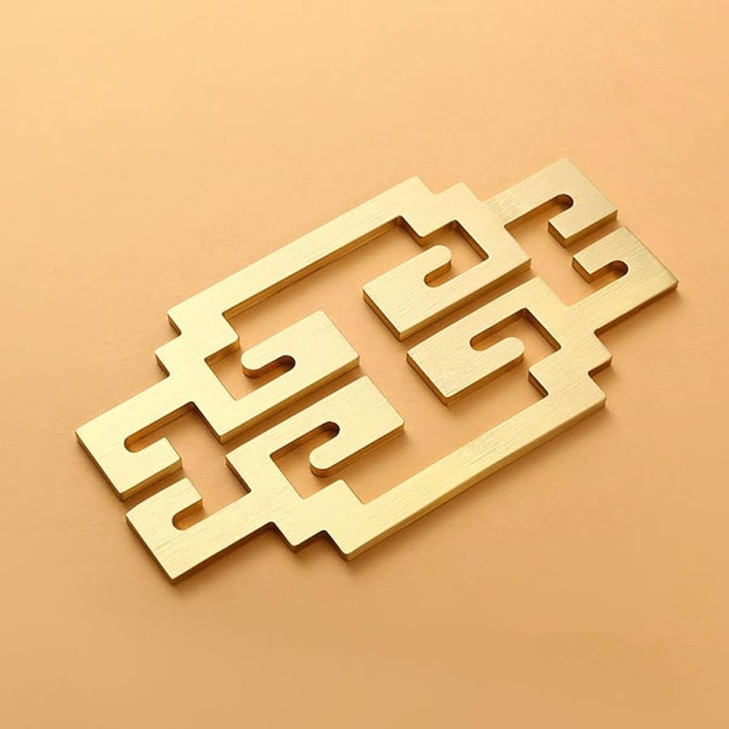 Hollow Golden Brass Cabinet Handle Traditional Chinese Style Vintage Hardware - Image 3